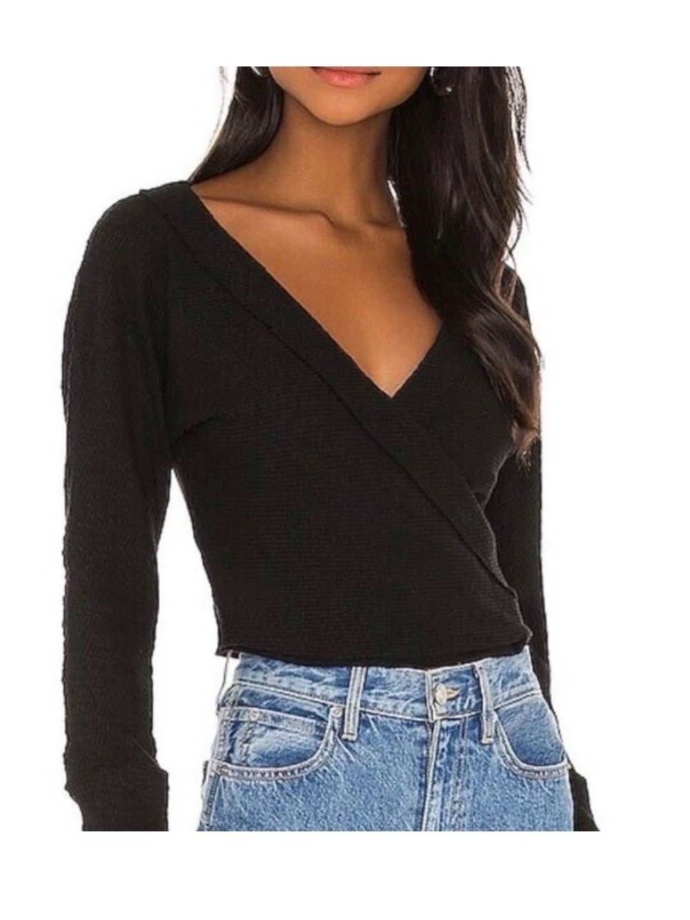 WE THE FREE LUPINE FAUX WRAP LONG SLEEVE TOP